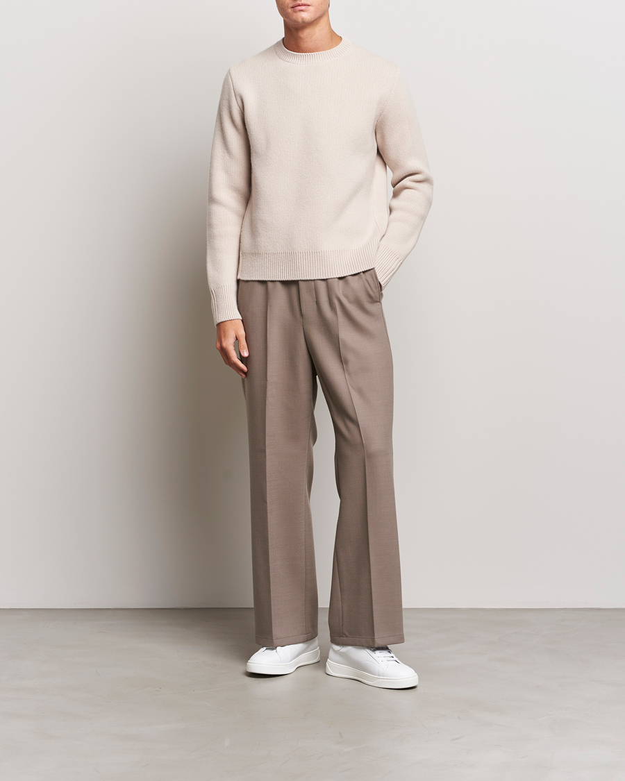 Herre | Trøjer | Lanvin | Cashmere Blend Crew Neck Sweater Light Beige