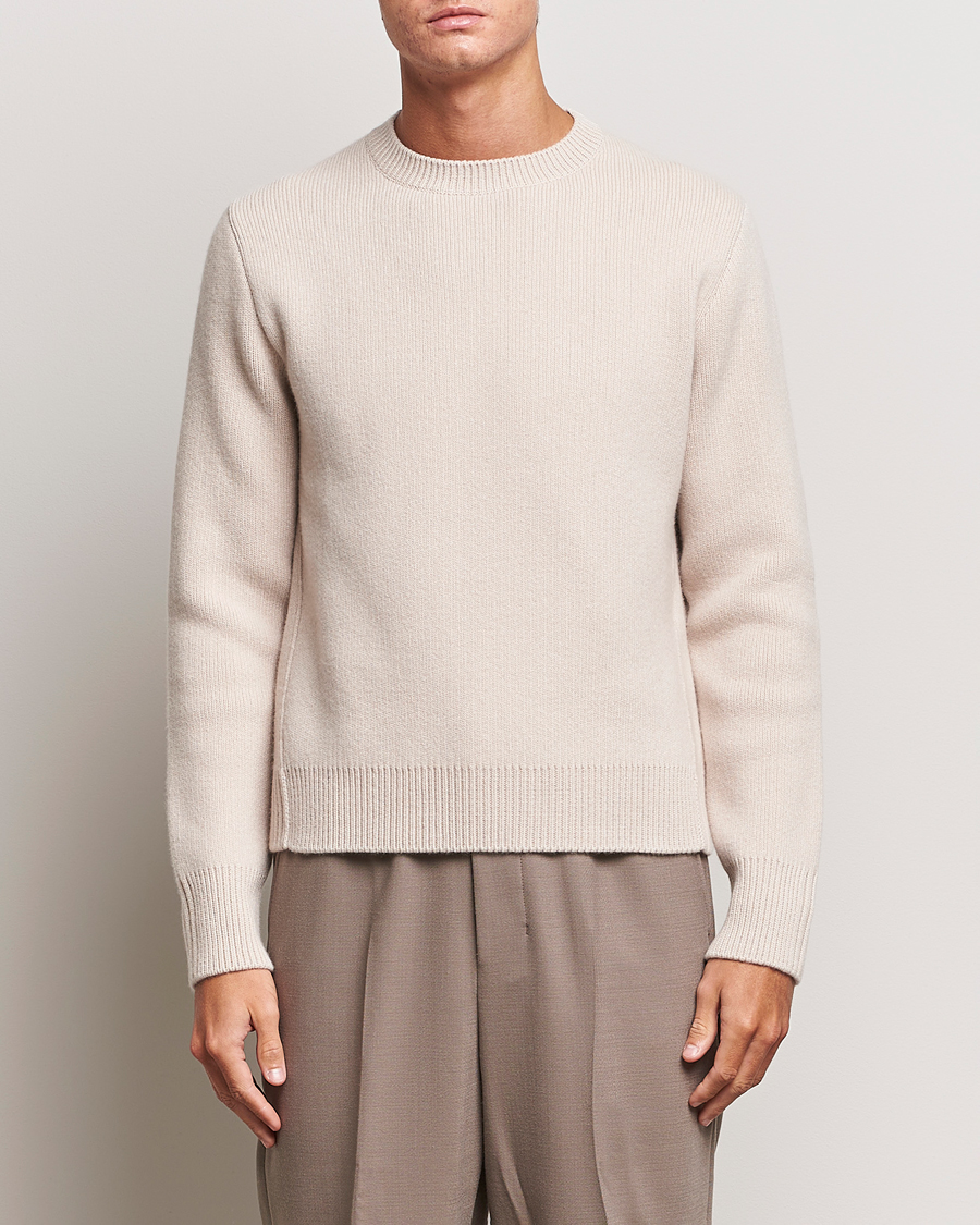 Herre | Trøjer | Lanvin | Cashmere Blend Crew Neck Sweater Light Beige