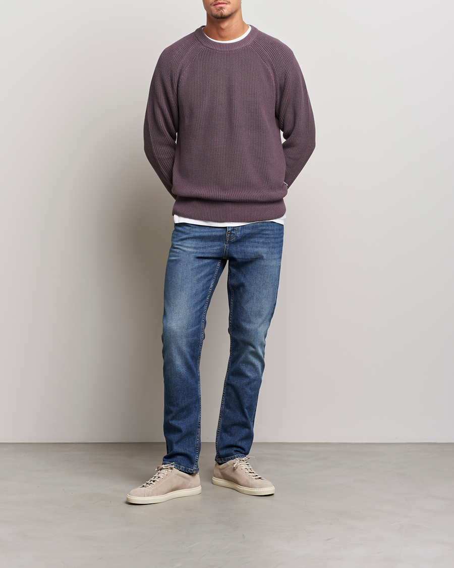 Herre | Trøjer | NN07 | Jacobo Organic Cotton Knitted Sweater Purple Brown