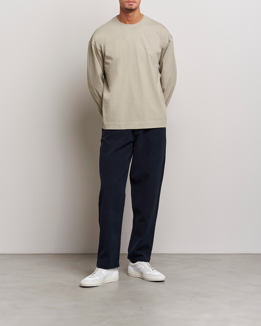 Herre | T-Shirts | NN07 | Benja Pima Cotton Long Sleeve T-Shirt London Fog