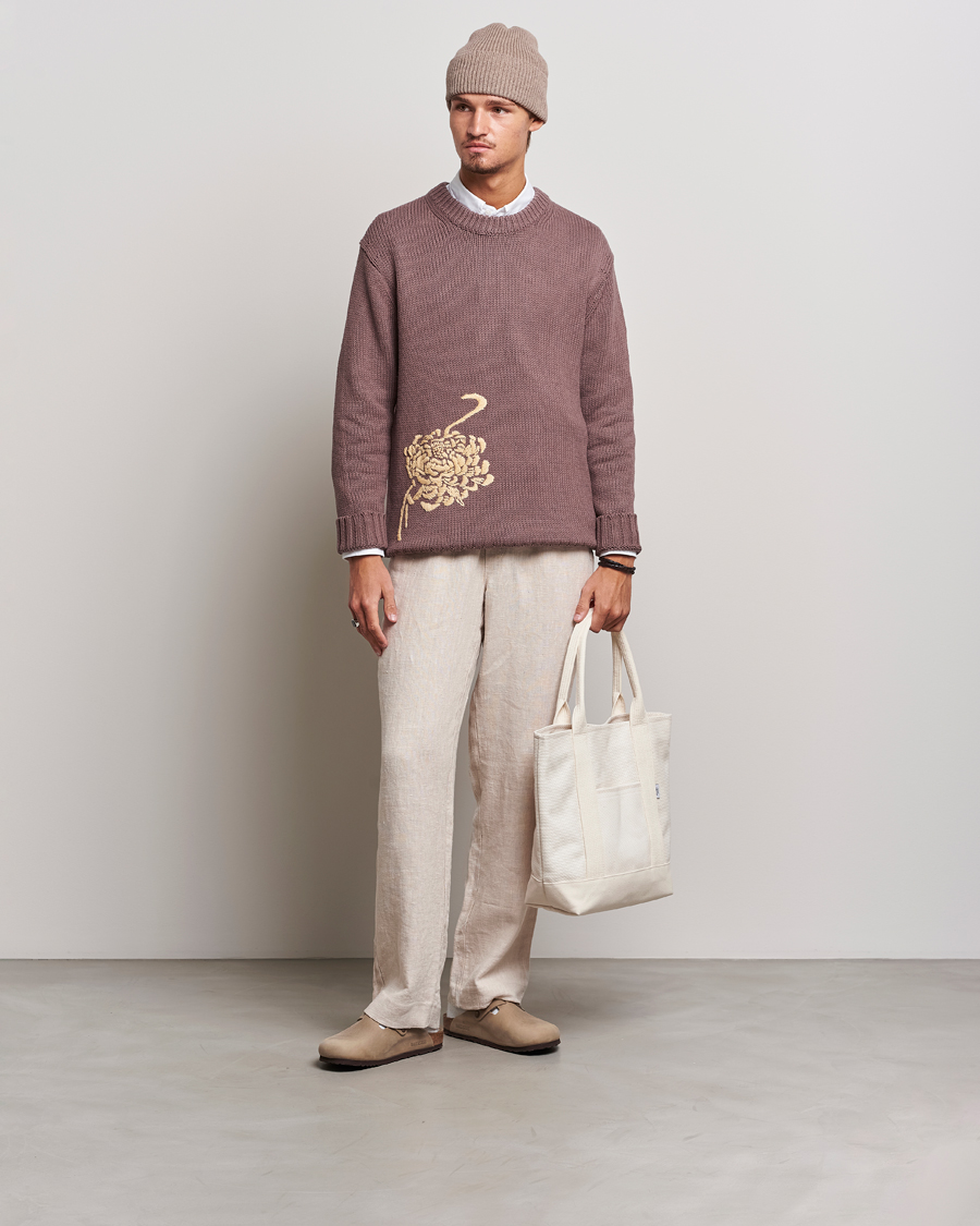 Herre | Trøjer | NN07 | Jasper Knitted Cotton Sweatshirt Purple Brown