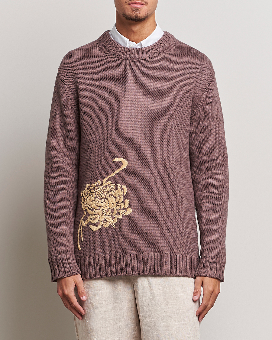 Herre | Strikkede trøjer | NN07 | Jasper Knitted Cotton Sweatshirt Purple Brown