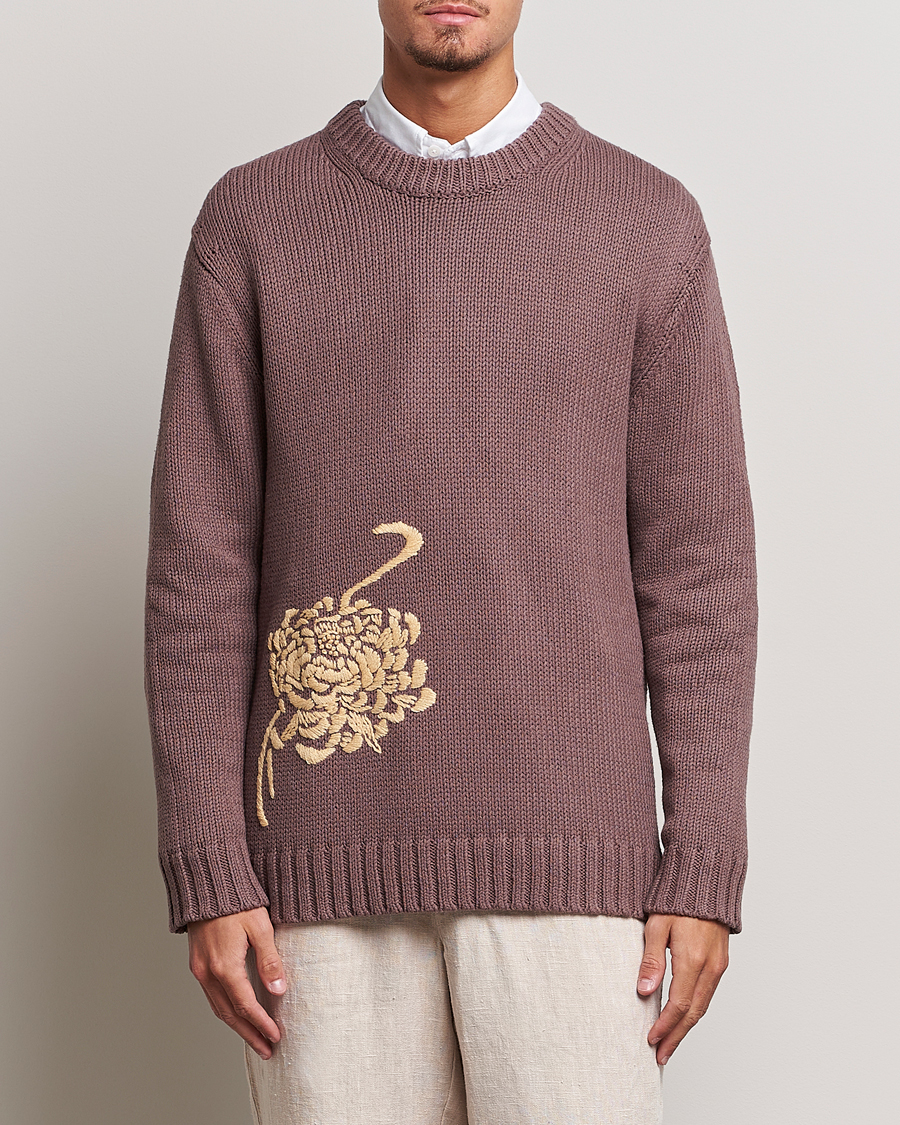 Herre | Trøjer | NN07 | Jasper Knitted Cotton Sweatshirt Purple Brown