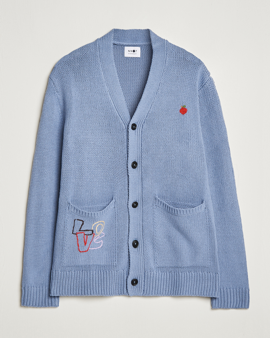 Herre | Trøjer | NN07 | Milton Knitted Cardigan Ashley Blue Mel