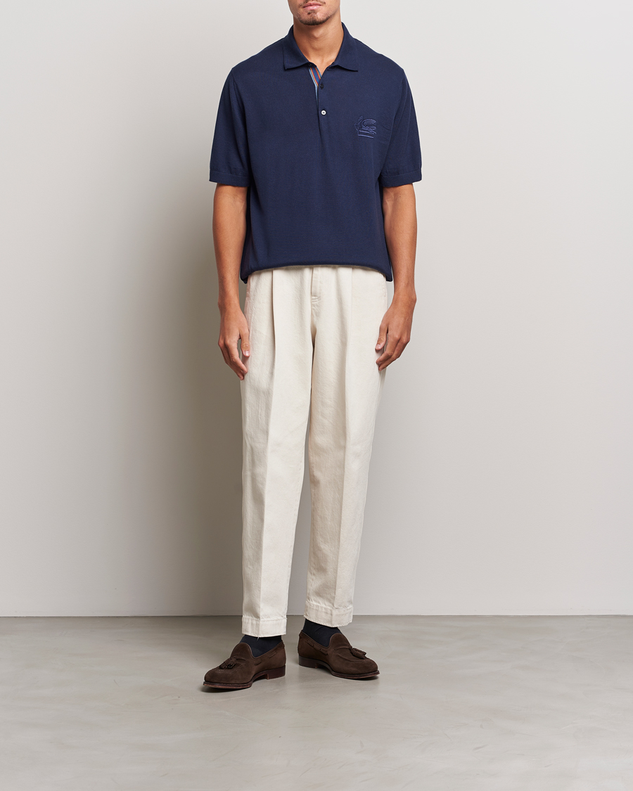 Herre | Polotrøjer | Etro | Cotton/Cashmere Polo Navy