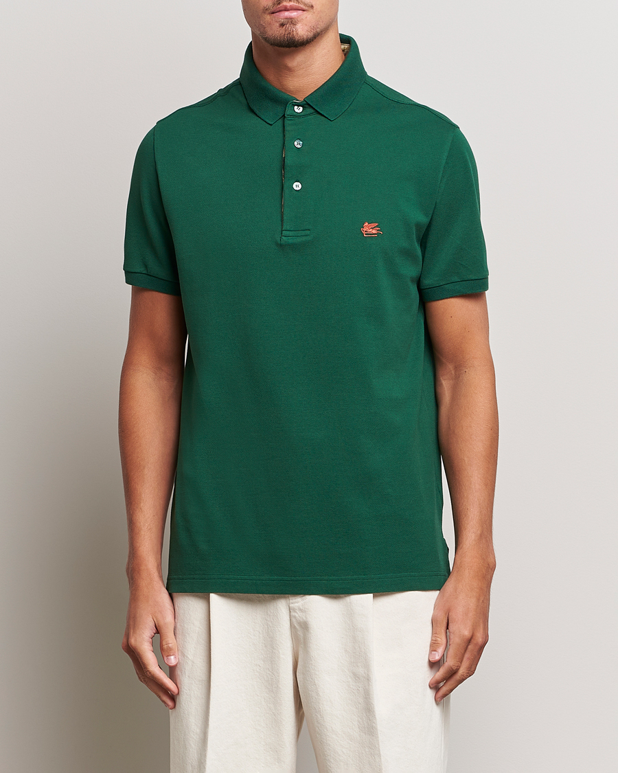 Herre |  | Etro | Short Sleeve Contrast Polo Dark Green
