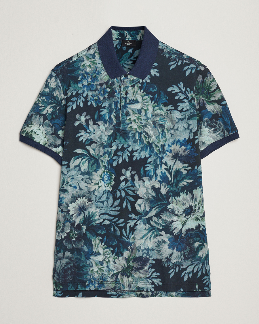 Herre | Polotrøjer | Etro | Short Sleeve Printed Polo Dark Blue
