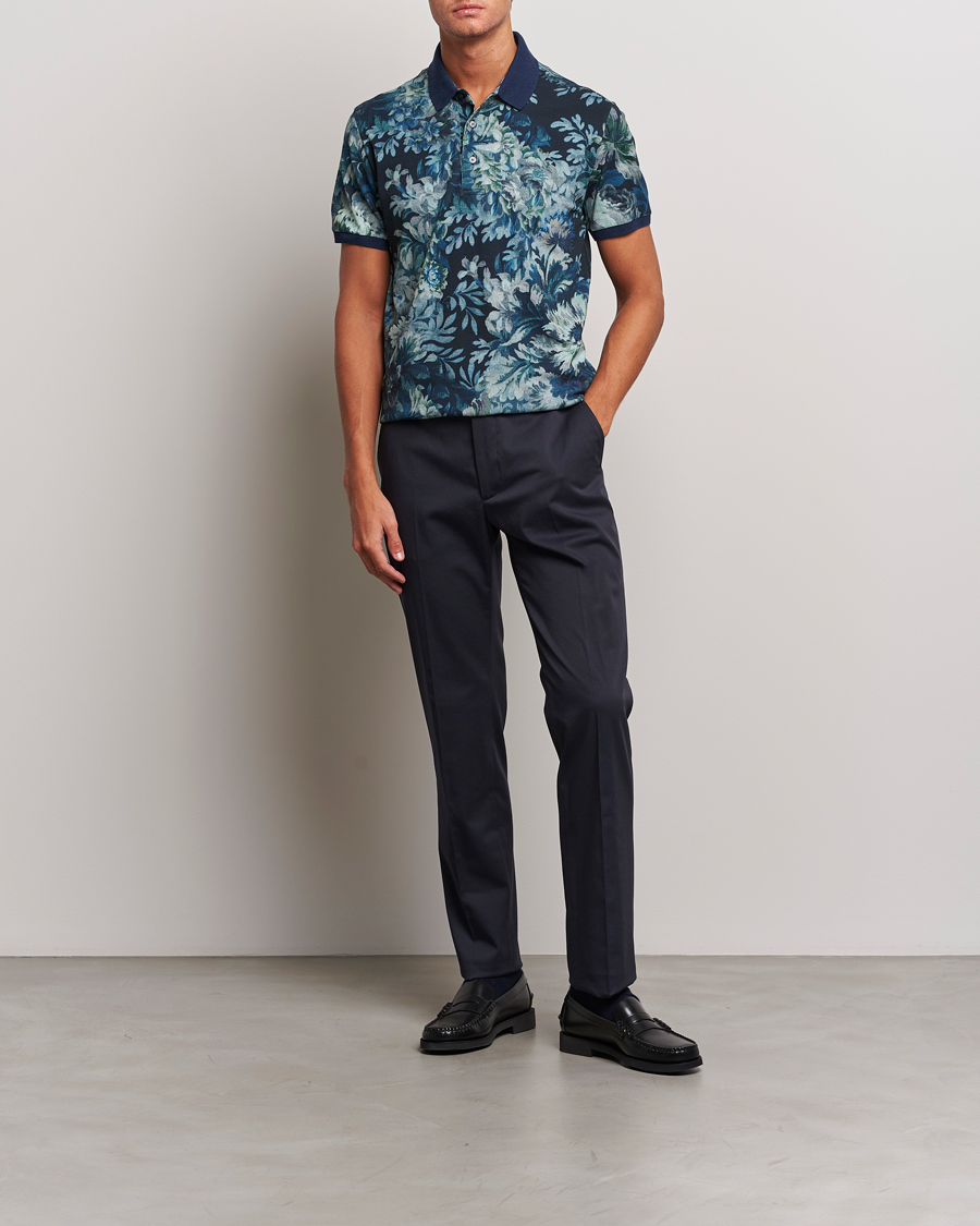 Herre | Polotrøjer | Etro | Short Sleeve Printed Polo Dark Blue