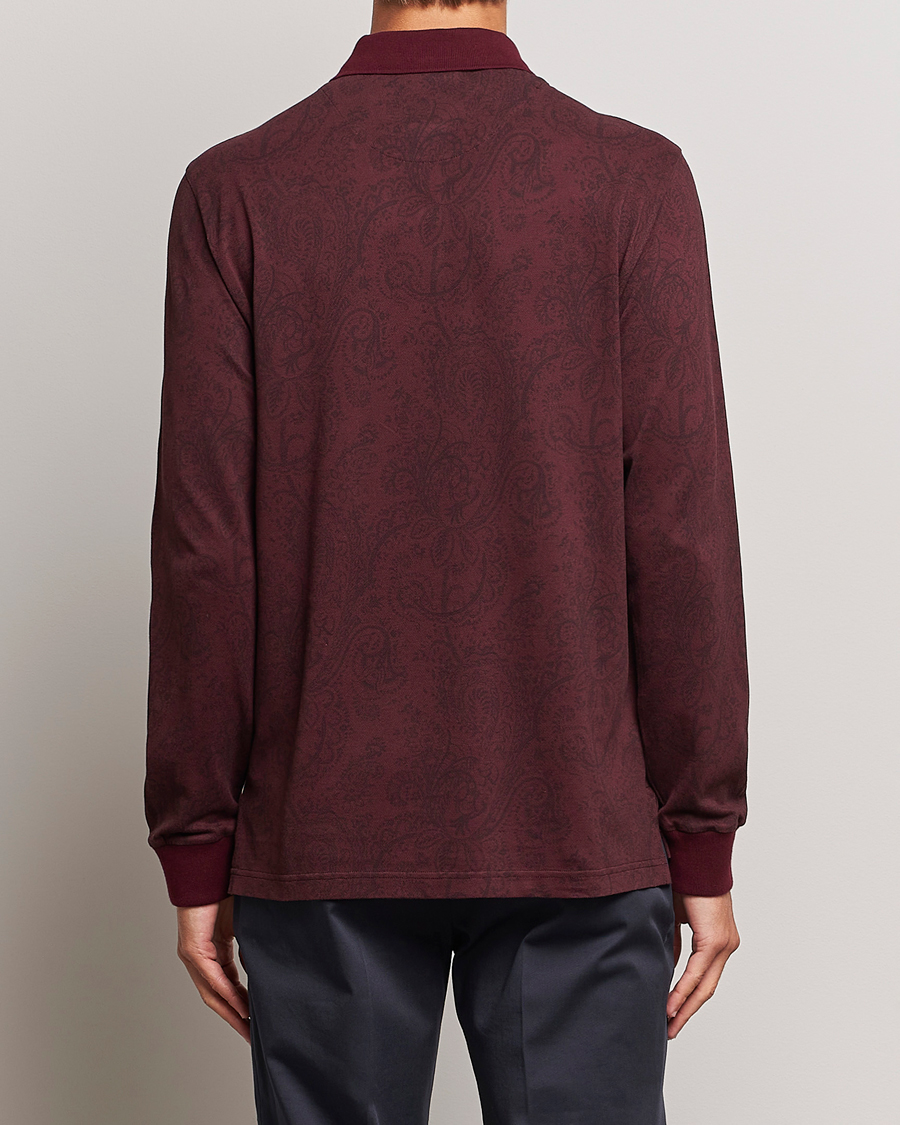 Herre | Trøjer | Etro | Tonal Paisley Long Sleeve Polo Burgundy