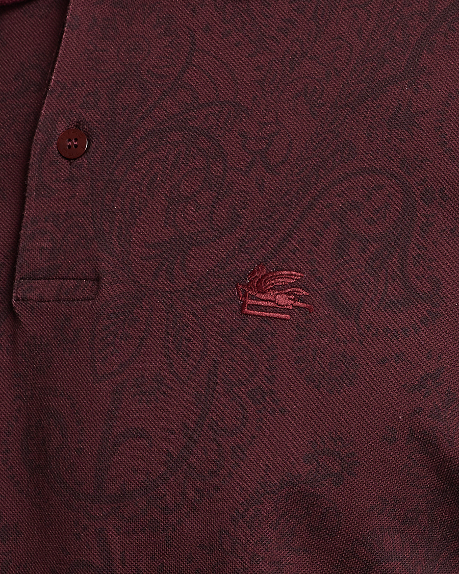 Herre | Trøjer | Etro | Tonal Paisley Long Sleeve Polo Burgundy