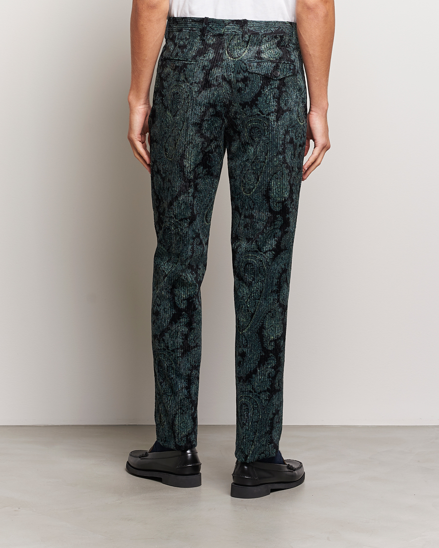 Herre | Bukser | Etro | Tailored Paisley Corduroy Trousers Dark Blue