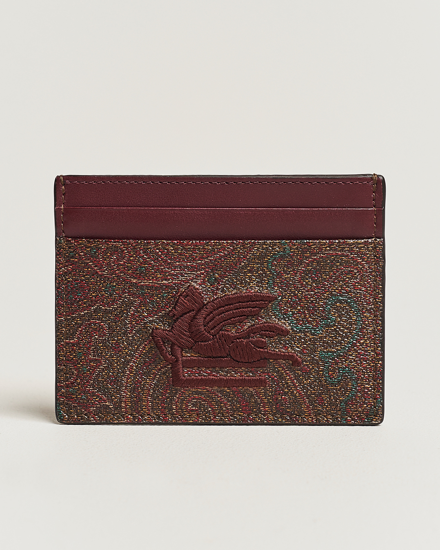 Herre | Etro Paisley Leather Cardholder Burgundy | Etro | Paisley Leather Cardholder Burgundy