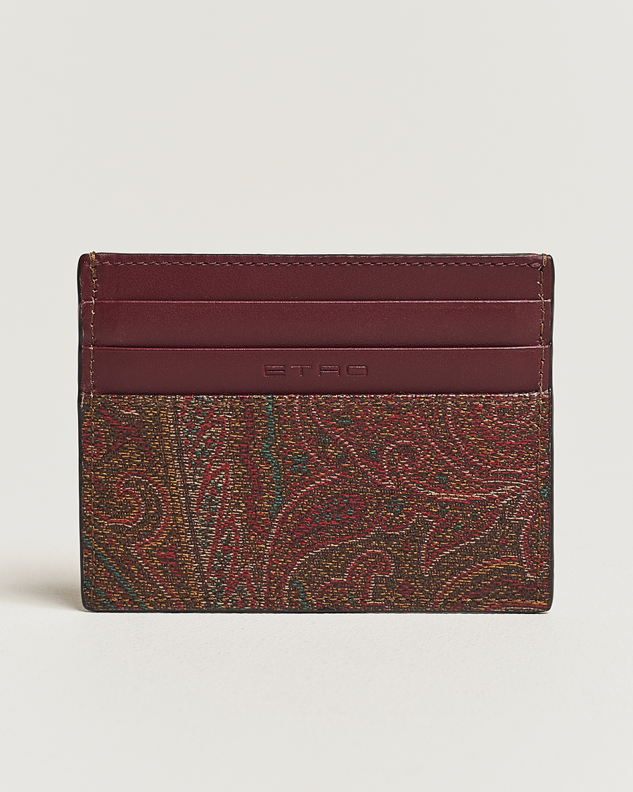 Herre | Punge | Etro | Paisley Leather Cardholder Burgundy