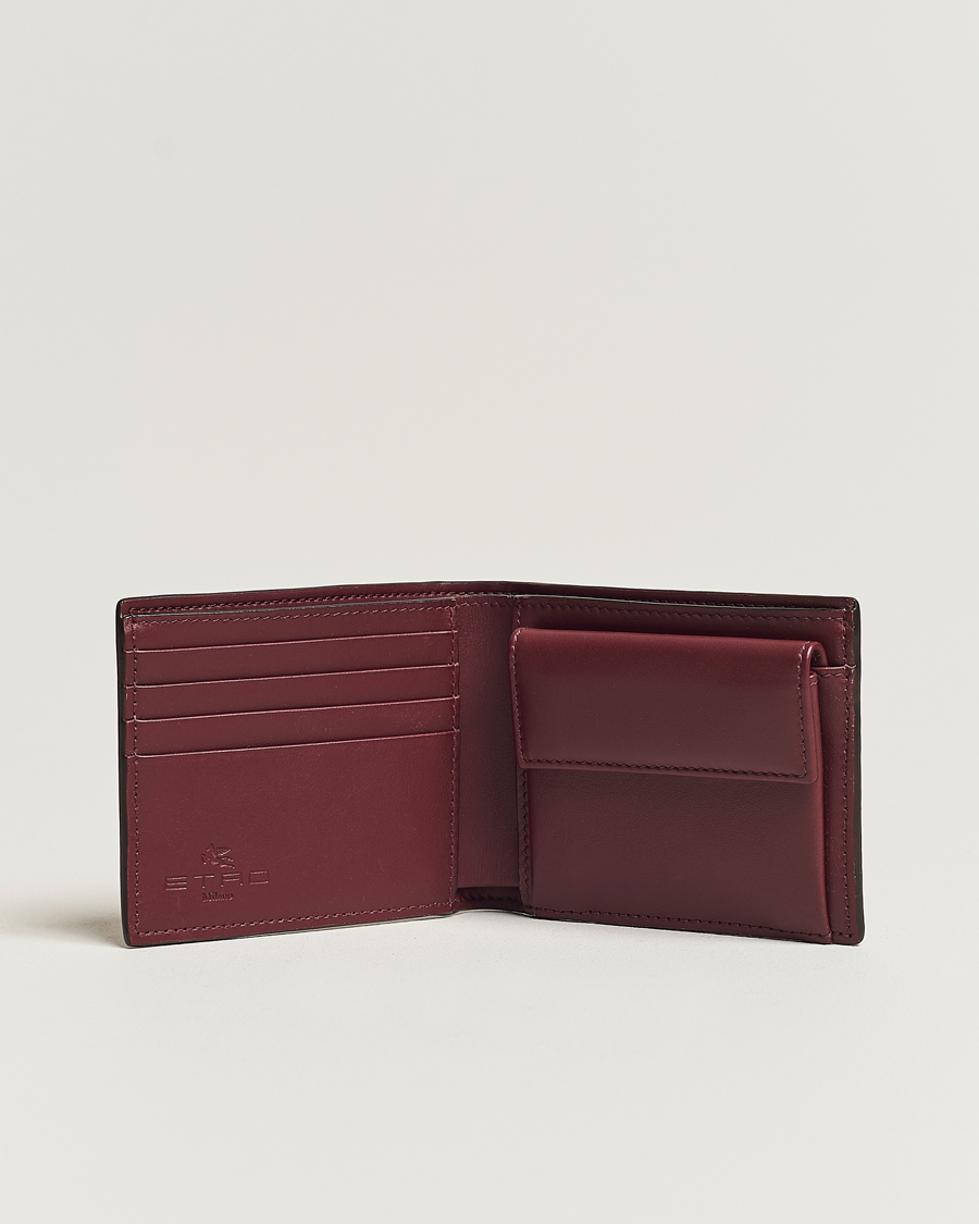 Herre | Punge | Etro | Paisley Leather Wallet Burgundy