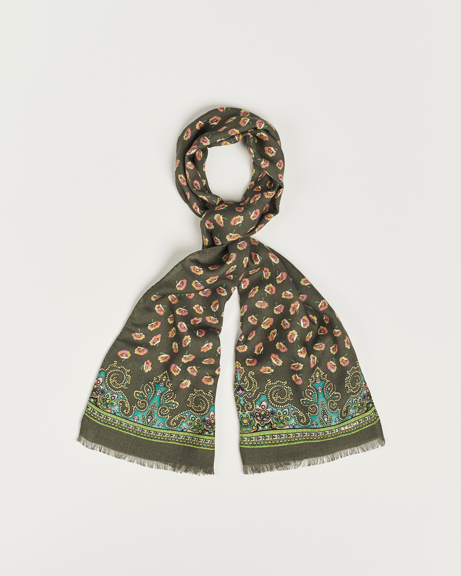 Herre | Etro Printed Wool/Silk Scarf Green | Etro | Printed Wool/Silk Scarf Green
