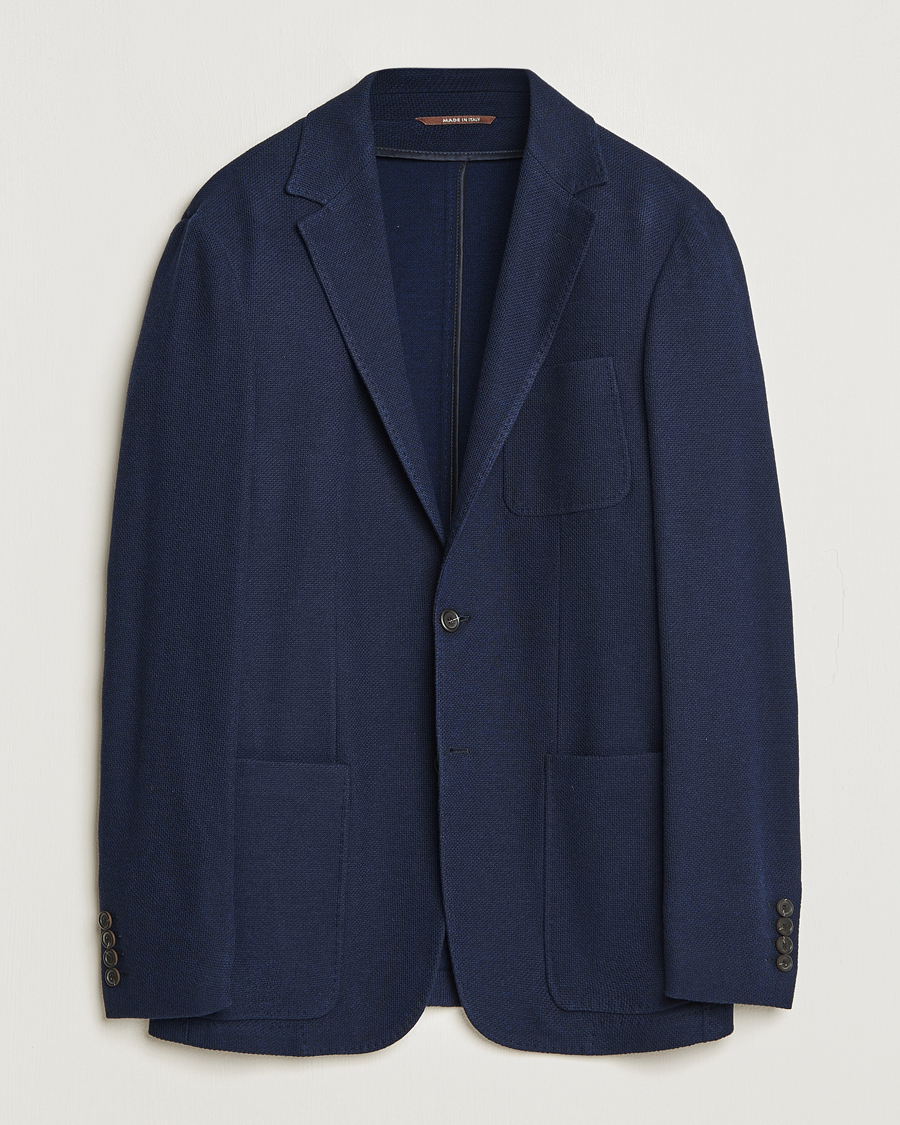 Herre | Blazere & jakker | Canali | Structured Wool Jersey Jacket Navy