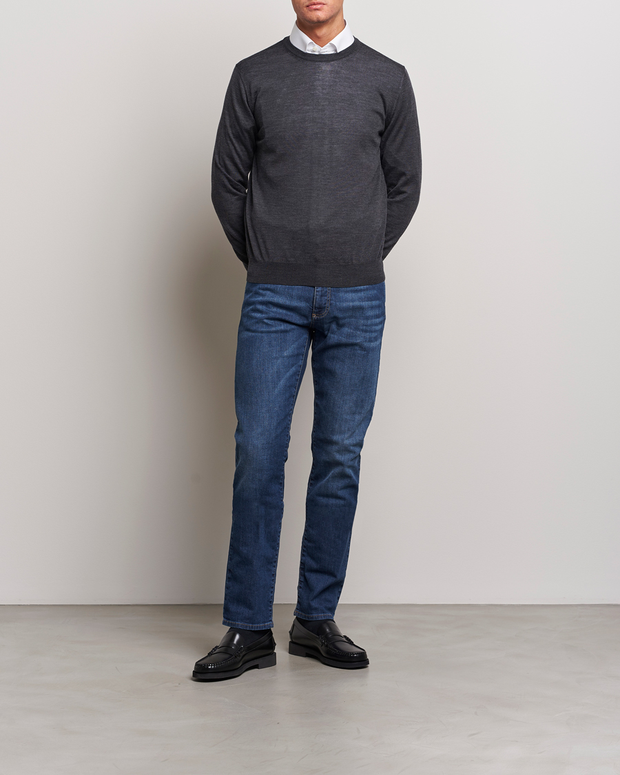 Herre | Jeans | Canali | Slim Fit Stretch Jeans Medium Blue Wash
