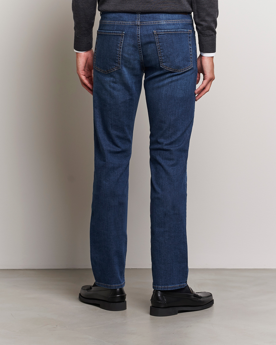 Herre | Jeans | Canali | Slim Fit Stretch Jeans Medium Blue Wash