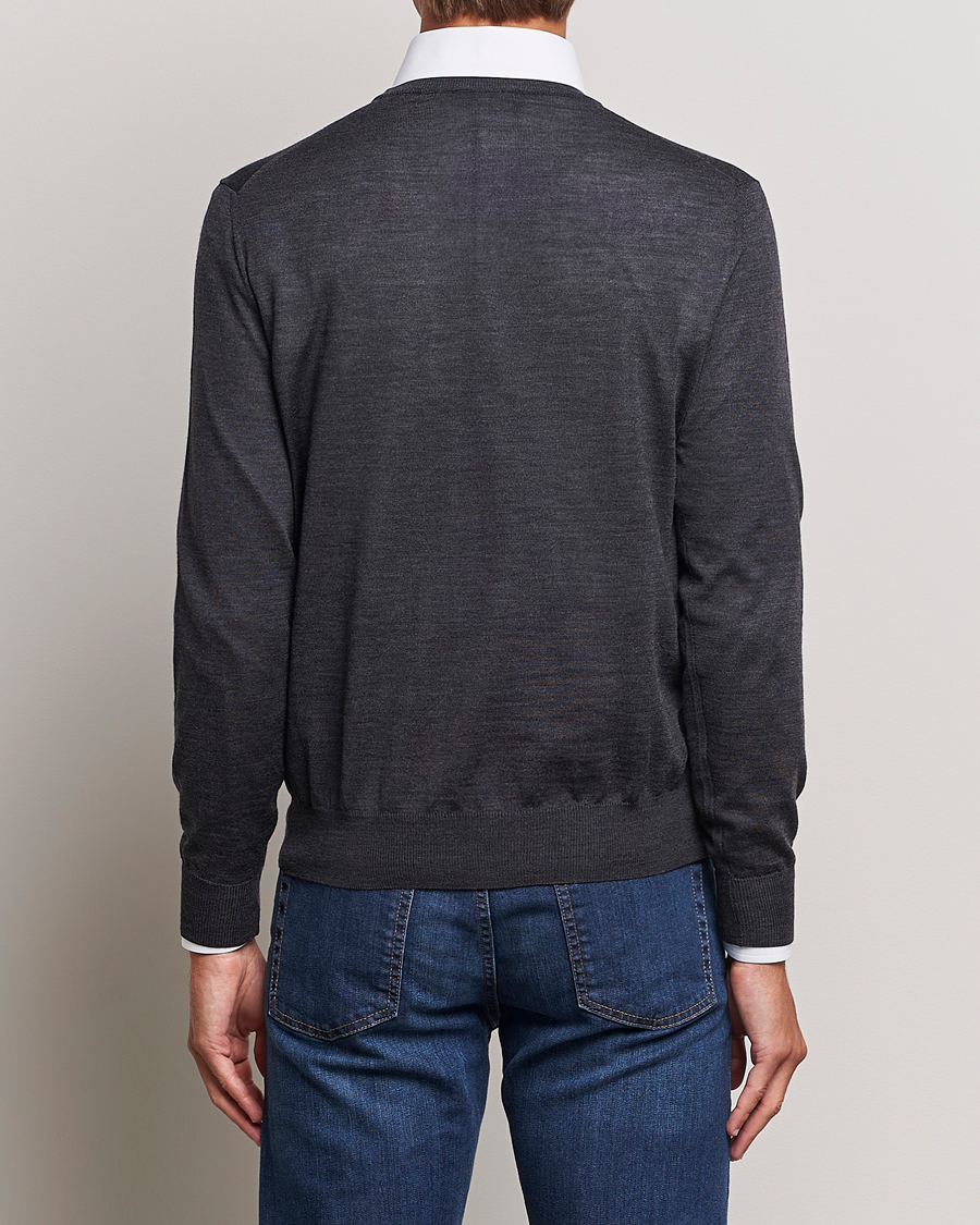 Herre | Trøjer | Canali | Merino Wool Crew Neck Charcoal
