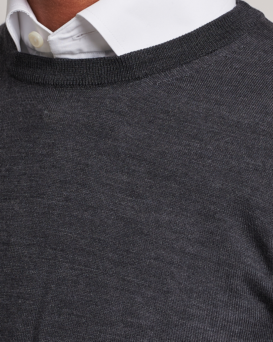 Herre | Trøjer | Canali | Merino Wool Crew Neck Charcoal