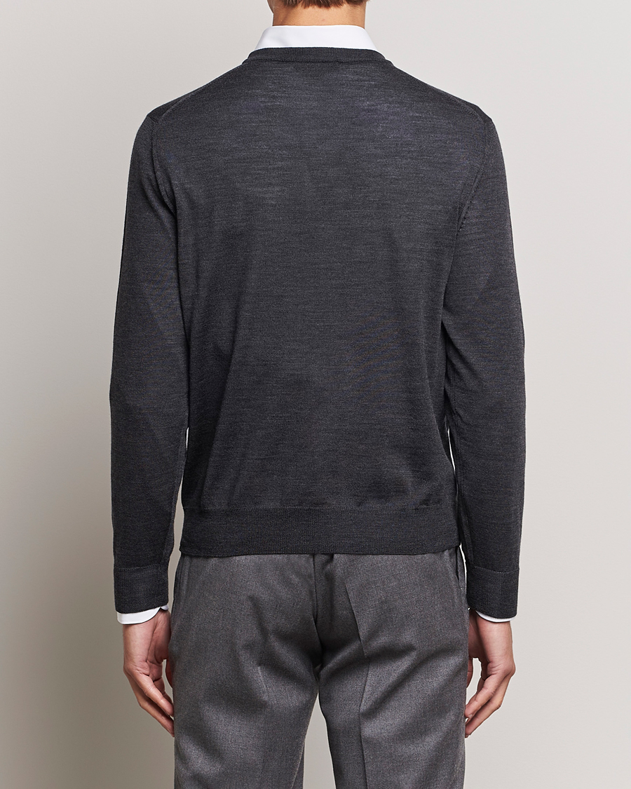 Herre | Trøjer | Canali | Merino Wool V-Neck Charcoal