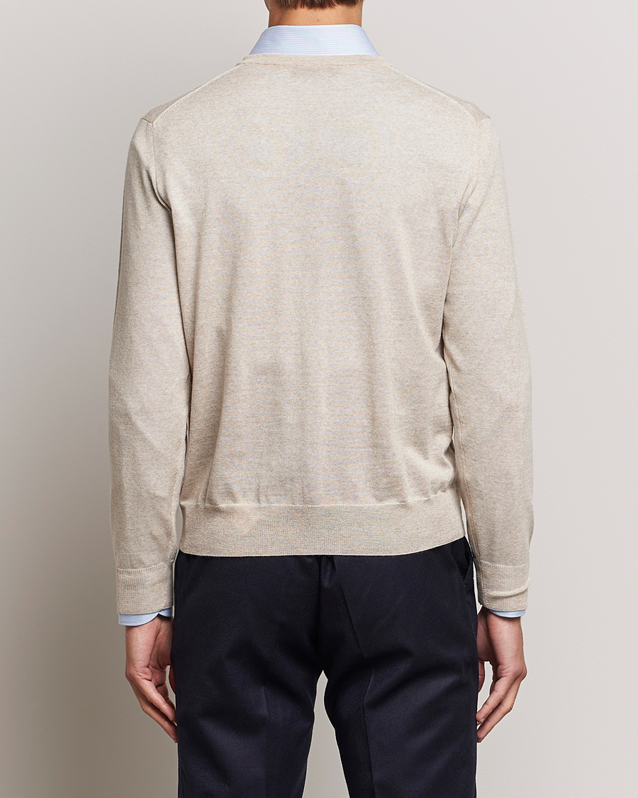 Herre | Trøjer | Canali | Merino Wool V-Neck Light Beige