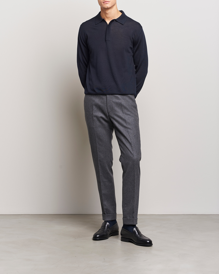Herre | Trøjer | Canali | Merino Wool Half Zip Navy