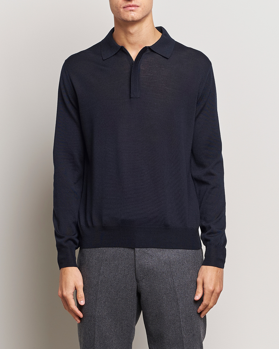 Herre |  | Canali | Merino Wool Half Zip Navy
