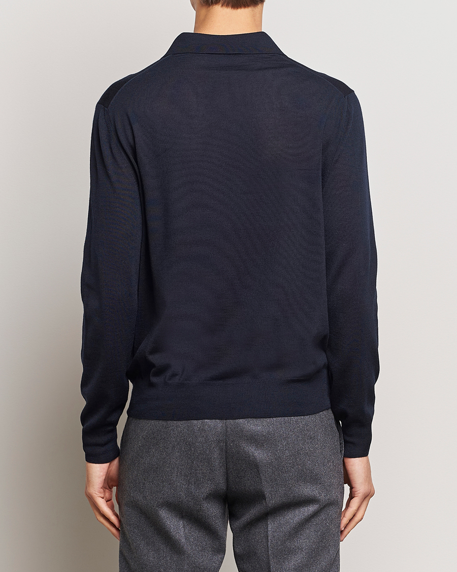Herre | Trøjer | Canali | Merino Wool Half Zip Navy