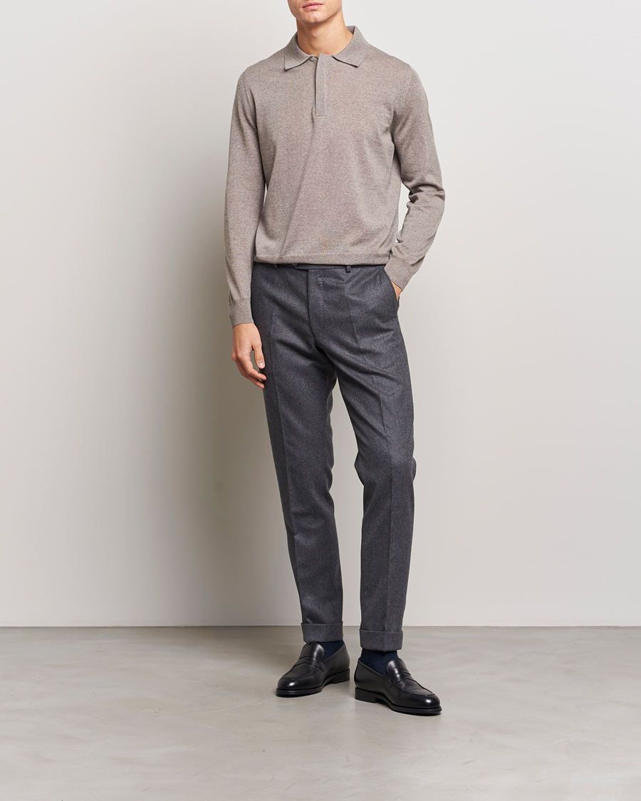 Herre | Trøjer | Canali | Merino Wool Half Zip Taupe