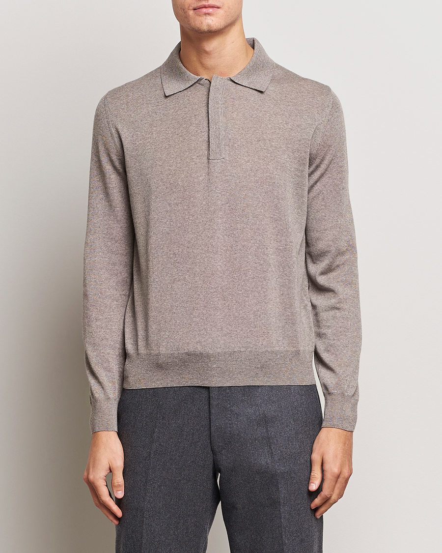 Herre |  | Canali | Merino Wool Half Zip Taupe
