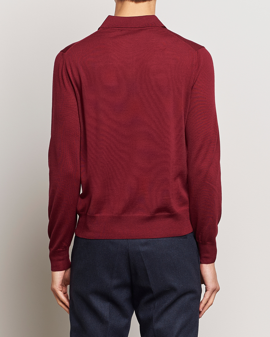 Herre | Trøjer | Canali | Merino Wool Half Zip Burgundy