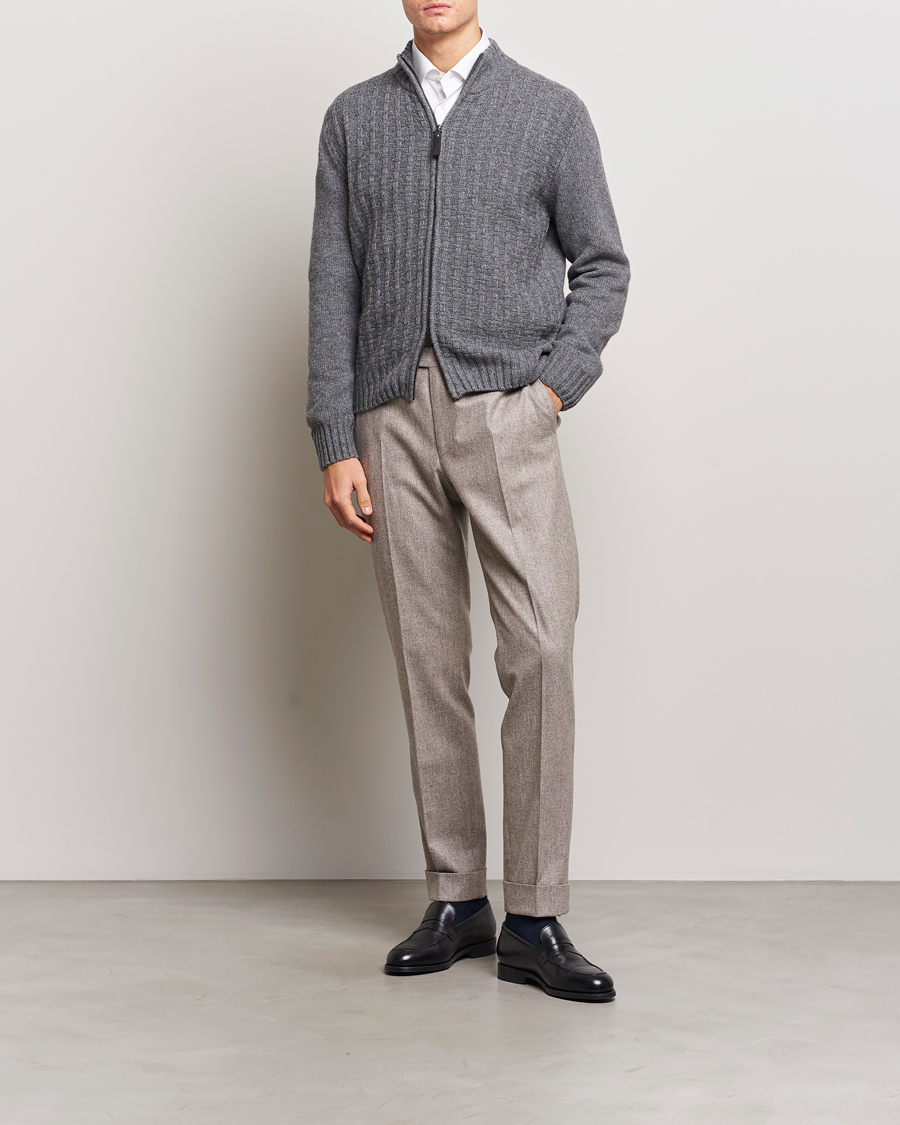 Herre | Trøjer | Canali | Chunky Wool Cardigan Grey Melange