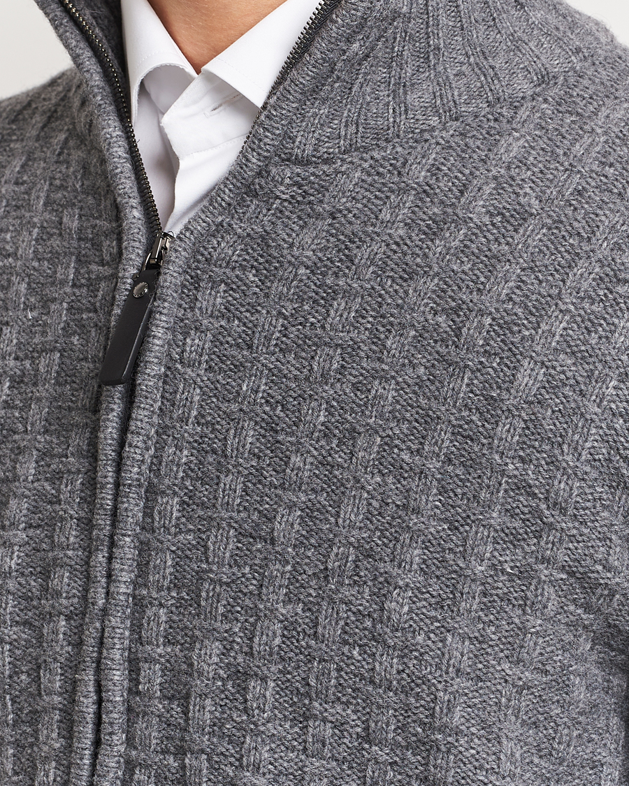 Herre | Trøjer | Canali | Chunky Wool Cardigan Grey Melange