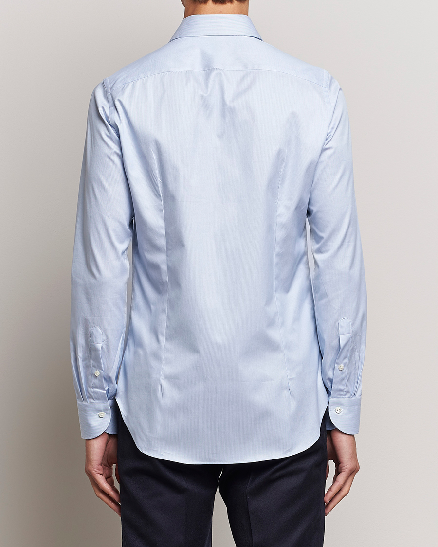 Herre | Skjorter | Canali | Slim Fit Striped Cotton Shirt Light Blue