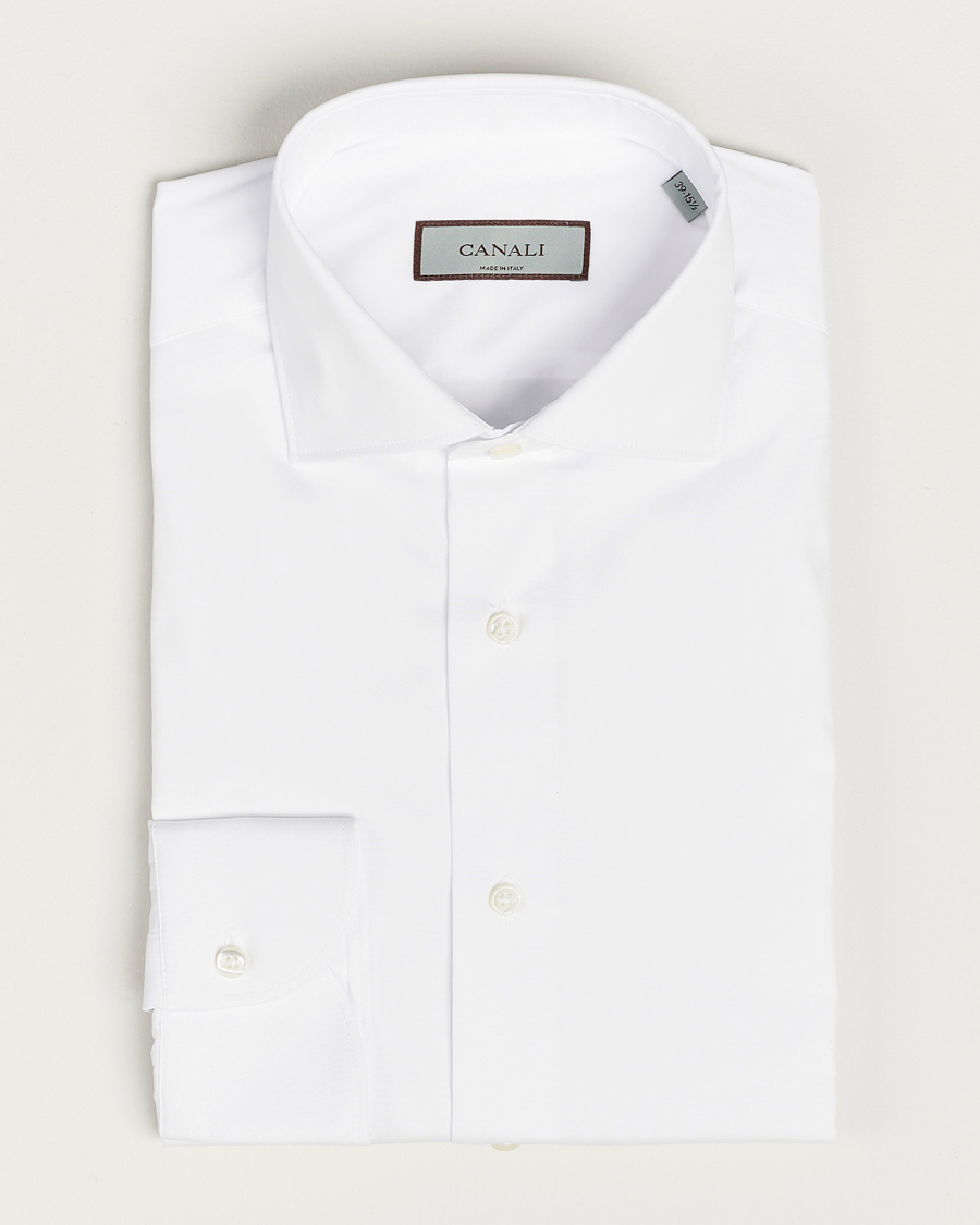 Herre | Skjorter | Canali | Slim Fit Cotton/Stretch Shirt White