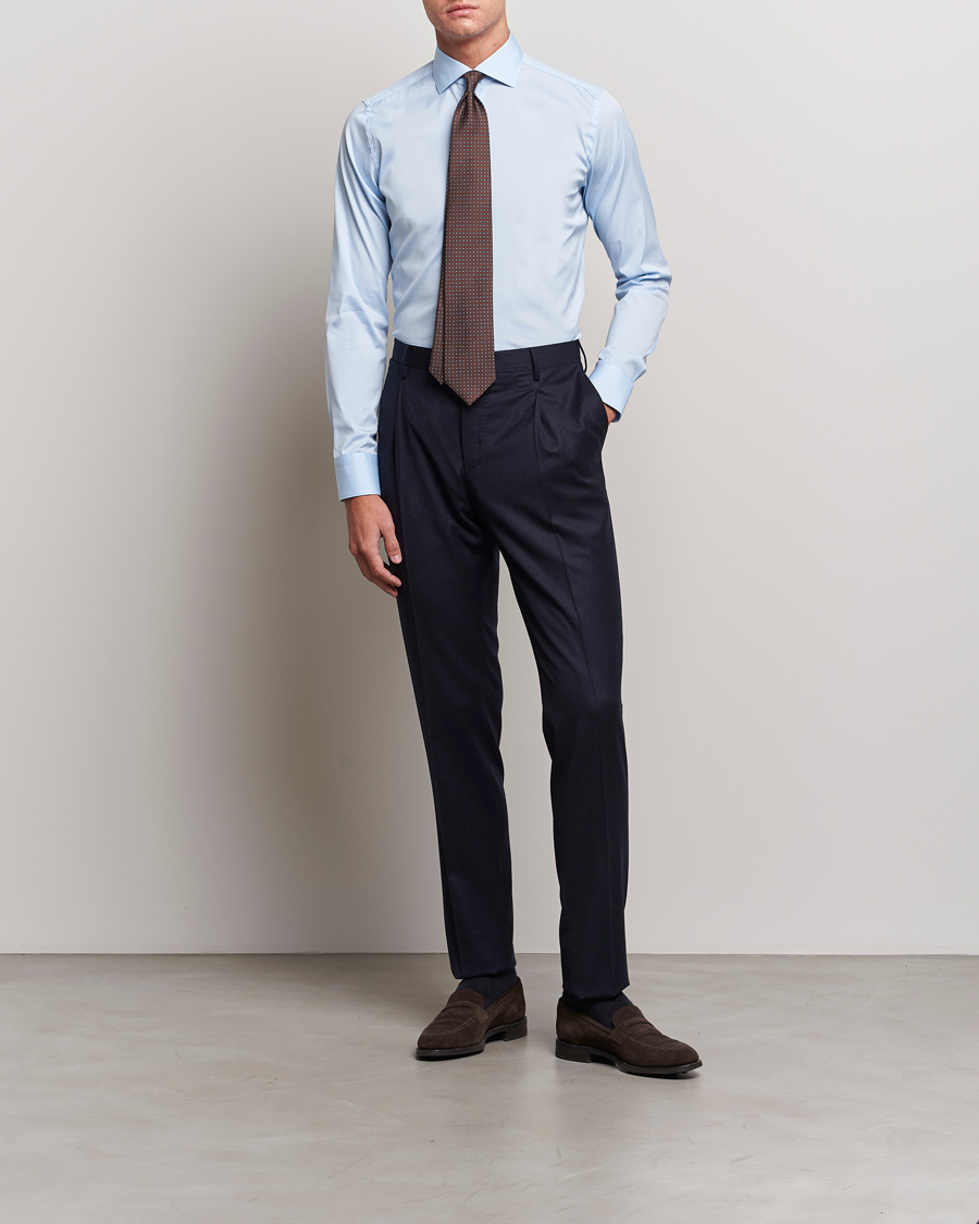 Herre | Skjorter | Canali | Slim Fit Cotton/Stretch Shirt Light Blue