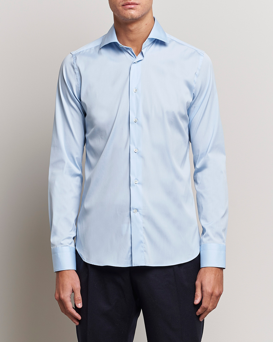 Herre | Skjorter | Canali | Slim Fit Cotton/Stretch Shirt Light Blue