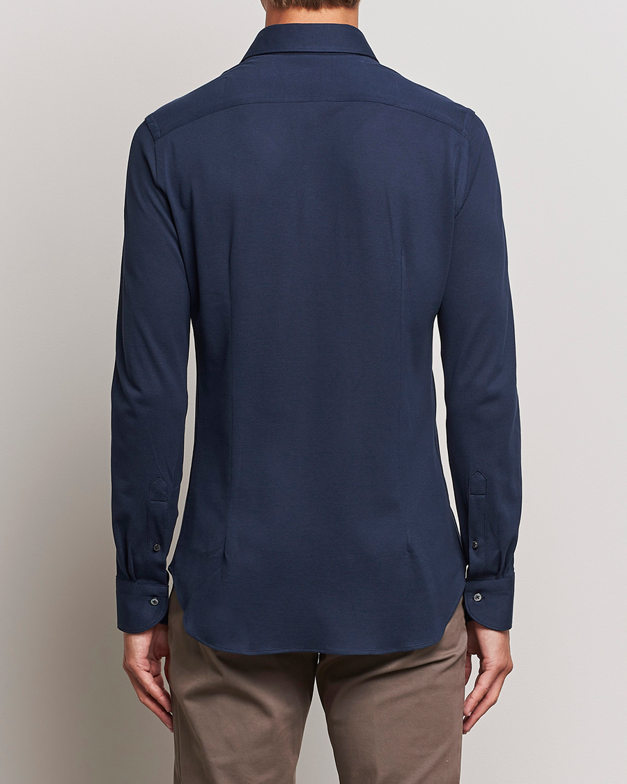 Herre | Skjorter | Canali | Slim Fit Pique Shirt Navy