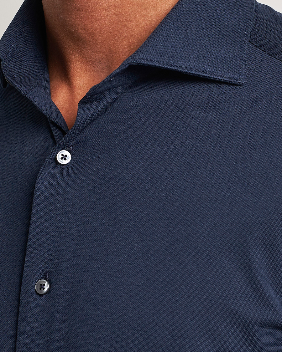 Herre | Skjorter | Canali | Slim Fit Pique Shirt Navy