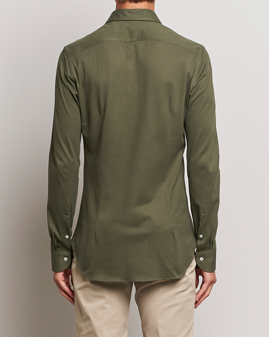 Herre | Skjorter | Canali | Slim Fit Pique Shirt Dark Green