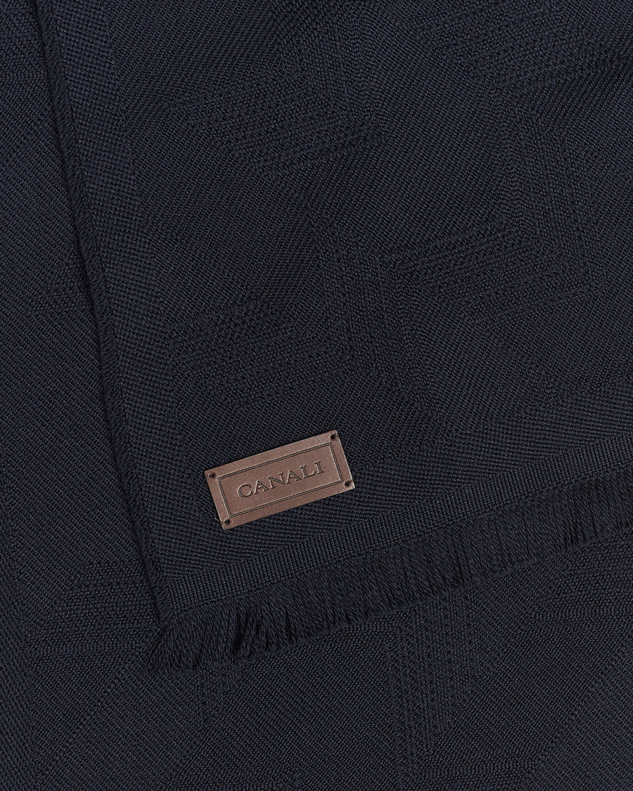 Herre | Canali Textured Wool Scarf Navy | Canali | Textured Wool Scarf Navy
