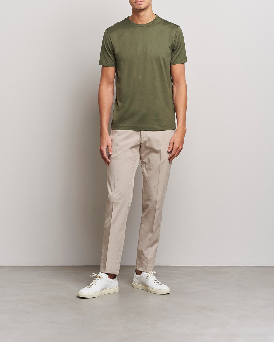 Herre | T-Shirts | Sunspel | Crew Neck Cotton Tee Hunter Green