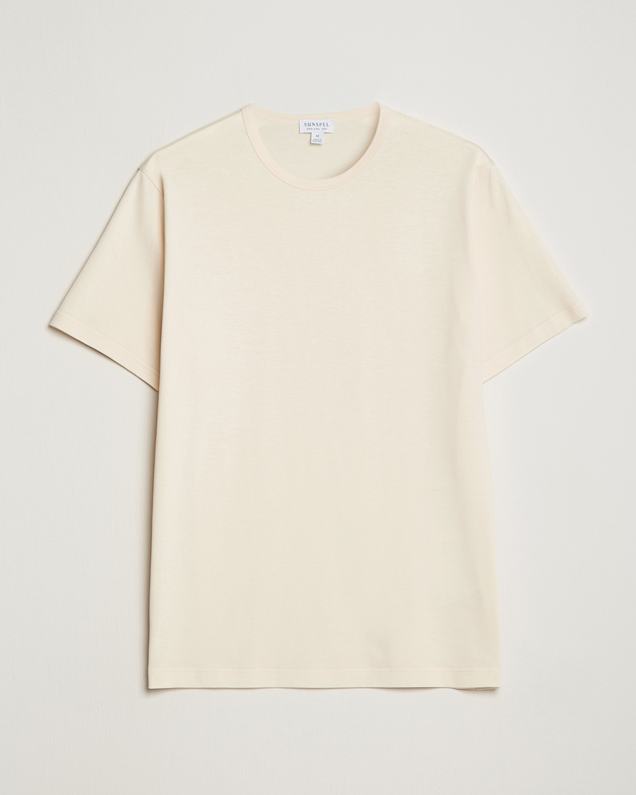 Herre | T-Shirts | Sunspel | Crew Neck Q82 Cotton T-Shirt Undyed