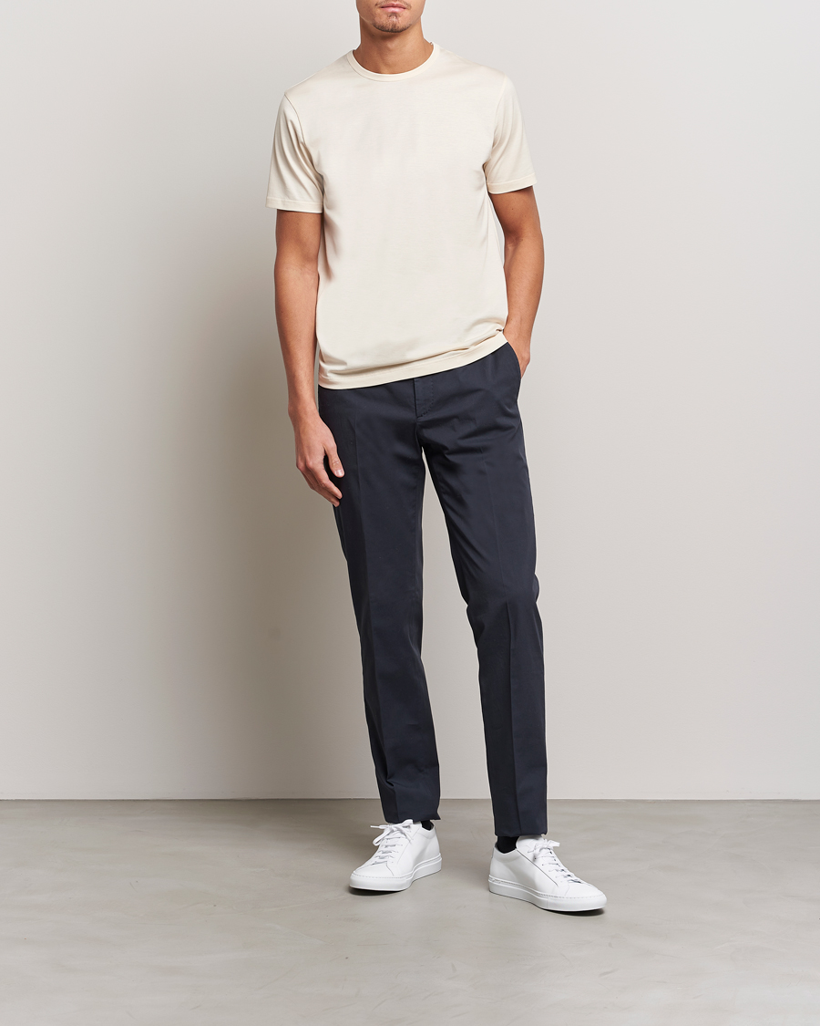 Herre | T-Shirts | Sunspel | Crew Neck Q82 Cotton T-Shirt Undyed