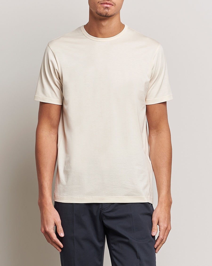 Herre | T-Shirts | Sunspel | Crew Neck Q82 Cotton T-Shirt Undyed
