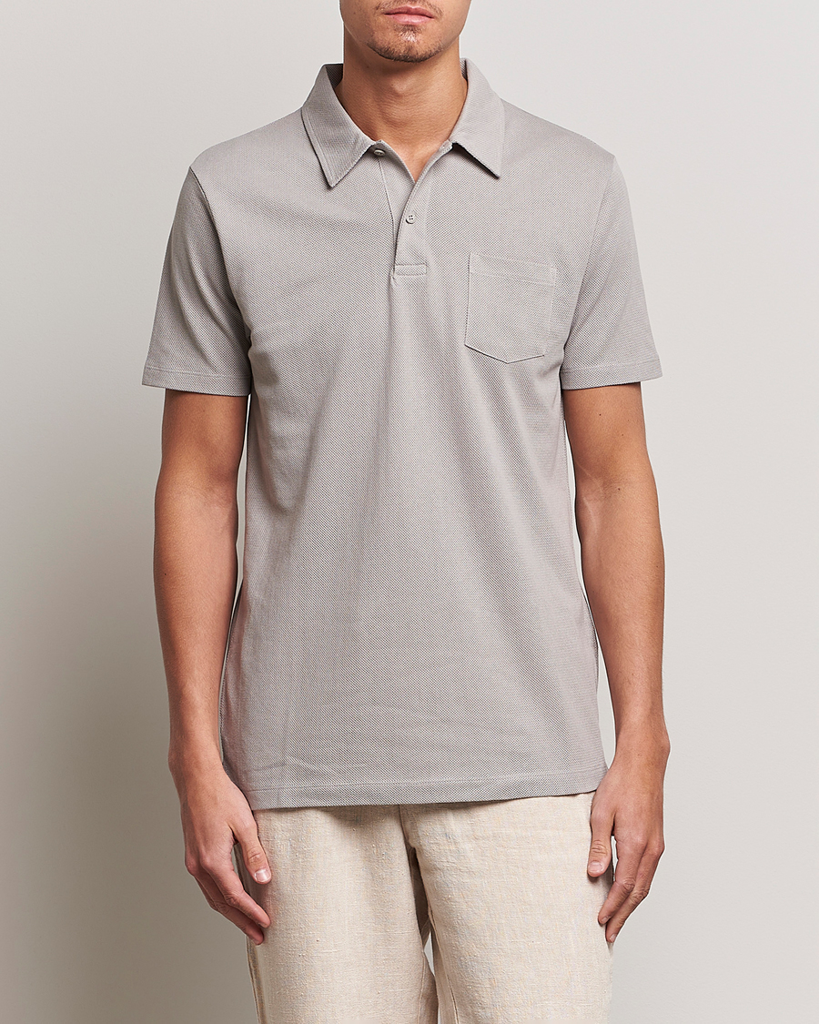 Herre | Kortærmede polotrøjer | Sunspel | Riviera Polo Shirt Mid Grey