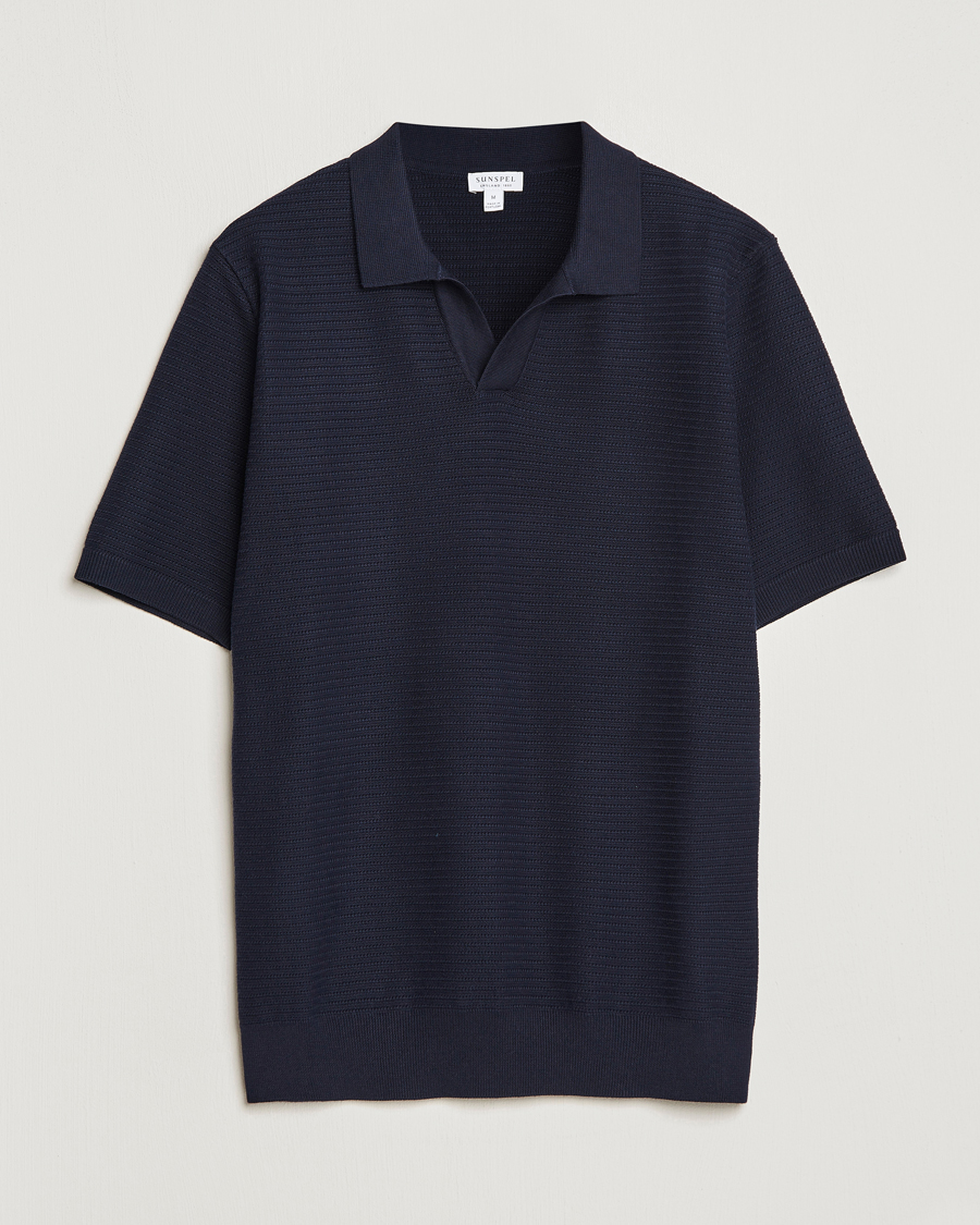 Herre | Polotrøjer | Sunspel | Knitted Polo Shirt Navy