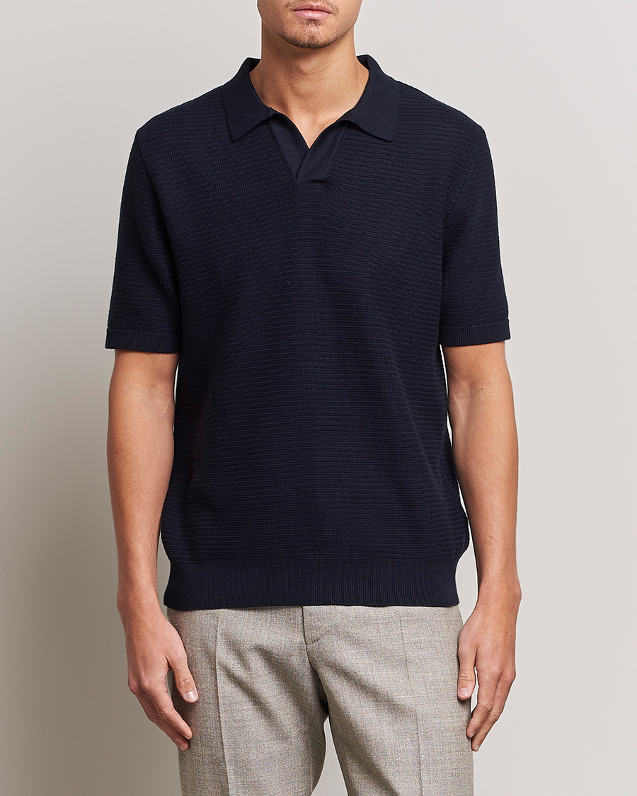 Herre | Polotrøjer | Sunspel | Knitted Polo Shirt Navy