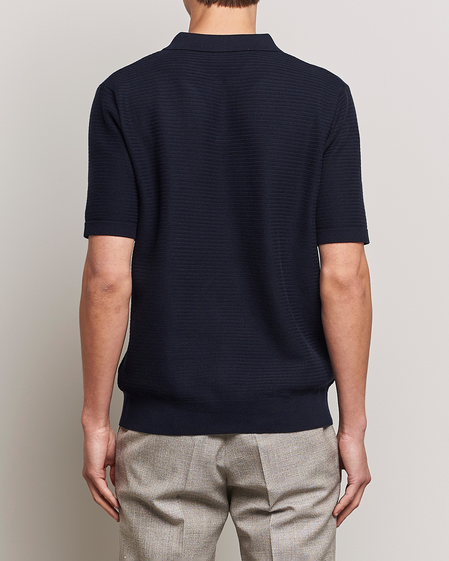 Herre | Polotrøjer | Sunspel | Knitted Polo Shirt Navy